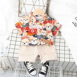 Clothing Sets handsome Fashion baby boys Clothing sets Korean Version Little kids Short sleeves shirt Clothes Suits Y240515