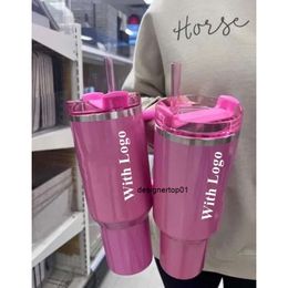 1 Cosmo Pink Tumblers Winter Shimmery Limited Edition 40 Oz 40oz Mugs Lid Straw Big Capacity Beer stanliness standliness stanleiness standleiness staneliness T6PJ