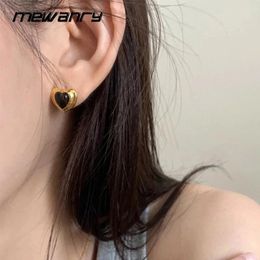 Stud Earrings Mewanry Black Zircon Love Heart For Women Girls Vintage Minimalist Classic Prevent Allergy Birthday Jewellery Gifts