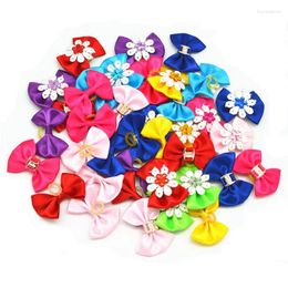 Dog Apparel 100PC/Lot Small Hair Bows Handmade Lace Cat Grooming Rubber Bands Pet Accessories
