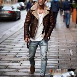 Mens Jackets Elegant Streetwear Fashion Autumn Winter Shearling Wool Liner Coat Casual Male Warm Trendy Drop Delivery Apparel Clothi Dhhux