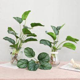 Decorative Flowers 1 PCS Artificial Green Plant Creative Real Touch Silk Arrowroot Bouquet Simple Lifelike Leaves