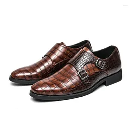 Dress Shoes Men Alligator Pattern Monk Strap Loafers Luxury Fashion Groom Wedding Italian Style Homecoming Prom Footwear