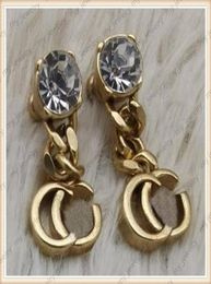 Four Style Studs Fashion Womens Designers Earrings Double G Earing For Women Crystal Ear Stud Luxurys Hoop Brands Gold EarStud2479643