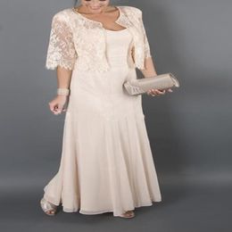 Plus size 2018 Elegant Mother of the Bride Dresses with Jacket Lace Chiffon mother of the bride dresses for weddings 272M