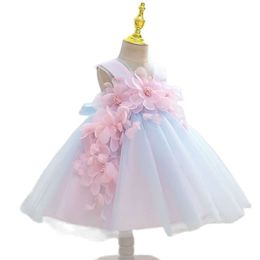 Yoliyolei Summer Gown Baby Dresses First Birthday Flower Toddler Clothes ChildrenTulle Girl Kid's Dress For Party Casual L2405