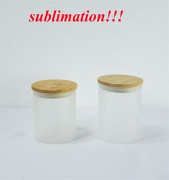 sublimation blank 6oz candle jar tumbler straight with bamboo lid straight glass candy jar frosted tumbler for heat transfer1156533