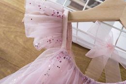 Girl's Dresses Sequin Girls Dress for Eid Casual Vacation Tulle Princess Dress 3 6 8 Yrs Birthday Party Baby Dresses Summer Dress for Girls SBOG