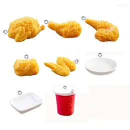 Charms 10Pcs Miniature Fried Chicken Resin For Jewellery Making Dollhouse Accessories DIY Keychain Earrings Necklace Decoration