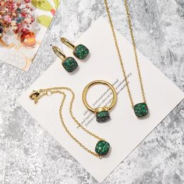 Necklace Earrings Set Fashion Women's Jewellery Multi-color Crystal Four-Piece Trendy Exquisite Luxury Accessories Romantic Gifts