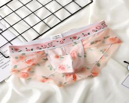 Underpants Floral Sexi Mesh Transparent Underwear Mens Lingerie Panties Men Open BuJockstrap Hombre Backless U ConvexUnderpants6995689