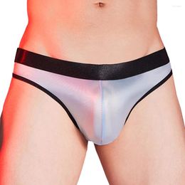 Underpants Sexy Men U-Convex Oil Glossy High Elastic Bulge Pouch Shiny Underwear Thongs Seamless Breathable Male Briefs