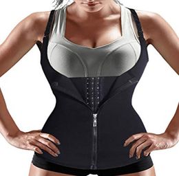 Women Waist Trainer Corset Zipper Vest Body Shaper Cincher Tank Top with Adjustable Straps9548589