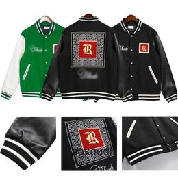 Rhude High end designer jackets for Winter Flying Bomber Shirt Embroidered Street Jacket Fashion casual cardigan coat With 1:1 original labels