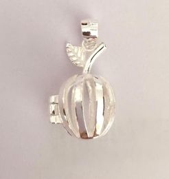 Solid 925 Silver Apple Locket Charm Can Open Cage Pendant Sterling Silver Pendant Mounting For DIY Bracelet Necklace Jewelry5546025