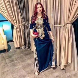 Moroccan Caftan Evening Dresses 2021 Appliqued Lace Arabic Muslim Special Occasion Dress Prom Party Gowns 327t