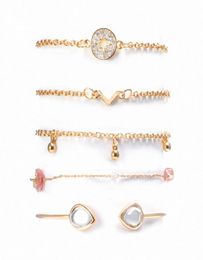 Fashion Women039s Bracelets Geometric Water Drop Ball Open Natural Stone Diamond Sixpointed Star Bracelet 1 Set 5 Pieces5739199