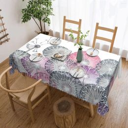 Table Cloth Dandelions Pink Flower Geometric Tablecloth 54x72in Wrinkle Resistant Protecting Indoor/Outdoor