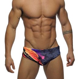 Men's Swimwear Fashion Mens Swim Briefs Sexy Low Waist Bikini Panties Quick Drying Push Pad Bathing Swimsuit Sport Beach Surfing Swimwear Y240517