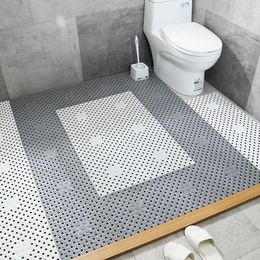 Bath Mats Interlocking Rubber TPE Floor Tiles With Drain Holes DIY Bathroom Toilet Antislip Mat Massage Soft Cushion