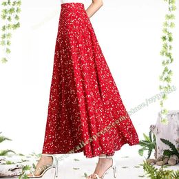 Skirts 2024 Summer Red Fragmented Chiffon Large Size Chic And Elegant Woman Skirt Long Plus Maxi For Women 4xl 5xl 6xl