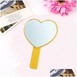 Mirrors Heart Shaped Travel Handheld Mirror Cosmetic Hand With Handle Makeup Cute Love Shape Tool Lx2573 Drop Delivery Home Garden Dec Dhyky