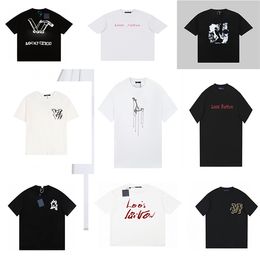 Лето рубашек мужская дизайнерская футболка Pure Cotton Tees Print T Рубашки белые черные повседневные пары короткие рукава футболка для мужчин и женщин A01 WG7900