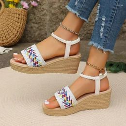 Dress Shoes Summer Open Toe Ladies On Sale 2024 High Quality Elastic Band Women Sandals Mixed Colors Platform Wedge Woman