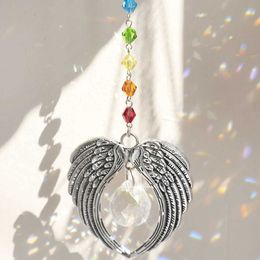 Decorative Objects Figurines Angel Wings Crystal Suncatcher Hanging Prism Sun Catchers Window Garden Decor Car Rainbow Maker Suncatchr For Gift H240516