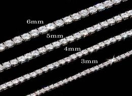 Tennis Chains Mens Necklaces Gold Silver Plated Luxury Fashion Aricial Diamond Rhinestone Hip Hop Jewellery for Women 5/6mm chains 16/18/20/22/24inch jewellery1839093