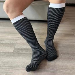 Men's Socks Business Striped Black Stockings Medium Length Breathable Comfortable Odor Resistant And Sexy For Gentlemen