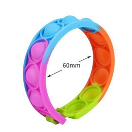 10PCS Decompression Toy s bubble simple dimple toy its fidget anti stress relief Colourful silicone bracelet anxiety sensory for autism adhd children