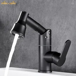 Kitchen Faucets Black Rotary Pull-out Multi-functional Basin Cold And Faucet Copper Body Washbasin Toilet Washstand