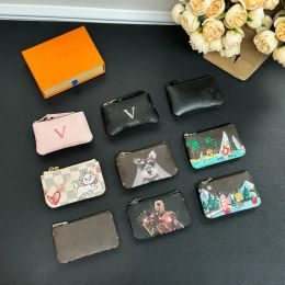 Wallets Women Key Wallets: Leather Coin Purse Sunflower Zipper Wallet w/Keychain Charms