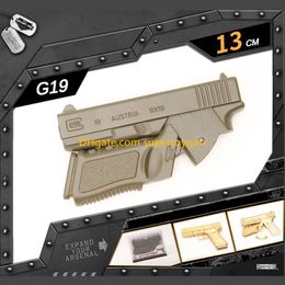 1:3 G19 Metal Toy Gun Exquisite Model Foldable Portable Mini Look Real Collection Can Not Shoot Outdoor Cs Pubg Game Prop Fidgets Toy for Boys Adult Birthday Gifts