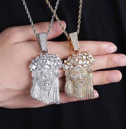Mens Vintage Jesus Pendant Necklace Micro Pave Cubic Zirconia with 12mm Zirconia Tennis Chain Hiphop Jewelry2705815