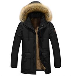Men039s Hoodies Sweatshirts Winter Jacket Men Plus Size Cotton Padded Warm Parka Coat Casual Faux Fur Hooded Fleece Long Male4892263