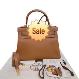 Top Ladies Designer eKolry Bag New S s 28 Gold Brown Togo Leather One Shoulder Handheld Womens Bag