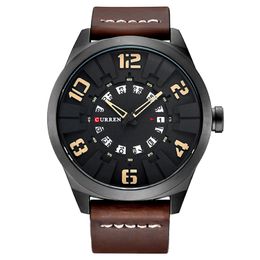 Relogio Masculino CURREN Luxury Brand Sports Wristwatch Display Date Men's Quartz Watch Leather Strap Waterproof Male Clock 326T