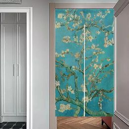 Ofat Home Japanese Noren Flower Doorway Curtain Tapestry Kitchen Bathroom Decor Room Partition Almond Blossom Style 240516