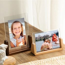Walnutbeech Creative Po Frame Set Acrylic U Shape Transparent 10x15 13x18 15x20 20x25cm Desktop Wood Pictures 240516