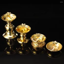 Candle Holders Exquisite Alloy Oil Lamp Dish Foot Anti-slip Adjustable Butter Holder High-legged Ornaments Decor