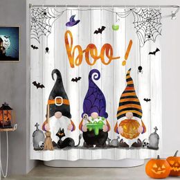 Shower Curtains Cartoon Halloween Bathroom Creepy Spooky Polyester Fabric Washable Curtain Set With Hooks Toilet Decoration