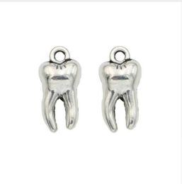 200pcslot Antique Silver Plated Tooth Charms Pendants for Necklace Jewelry Making DIY Handmade Craft 15x8mm3828829