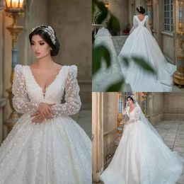 A Line Wedding Dresses Bridal Gowns Floral Long Sleeve V Neck Boho Country Vestidos De Novia Custom Made