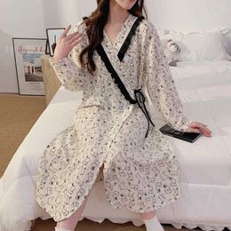 Sleep Lounge Across V Gauze Cotton Maternity Care Evening Dress Spring/Summer Pyjamas Pregnant Womens Home Hospital Dress d240516