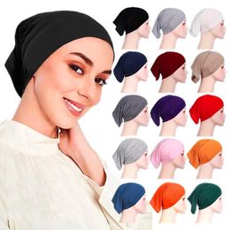 Bandanas Durag Ramadan Muslim Women Under Scarf Stretch Jersey Inner Hijabs Cs Round Front Under Hijab C Islamic Female Tuan Bonnet J240516