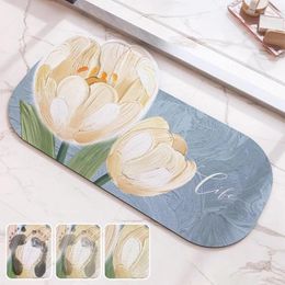 Carpets Non-slip Bathroom Mat Absorbent Water Shower Room Area Rug INS Flower Entrance Doormat Bathtub Side Accessories