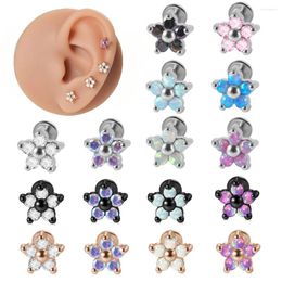 Stud Earrings 1PC Crystal Labret Monore Rings Lip Piercing Zircon Opal Flower Cartilage Ear Tragus