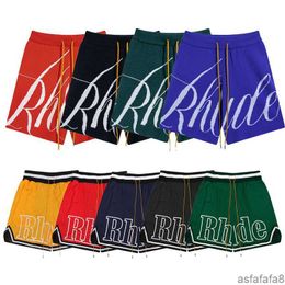 Rhude Beach Men Women Casual Mesh Track Breathable Oversize Rhude Waist Drawstring Shorts Free Shipping for Black and White YC7O